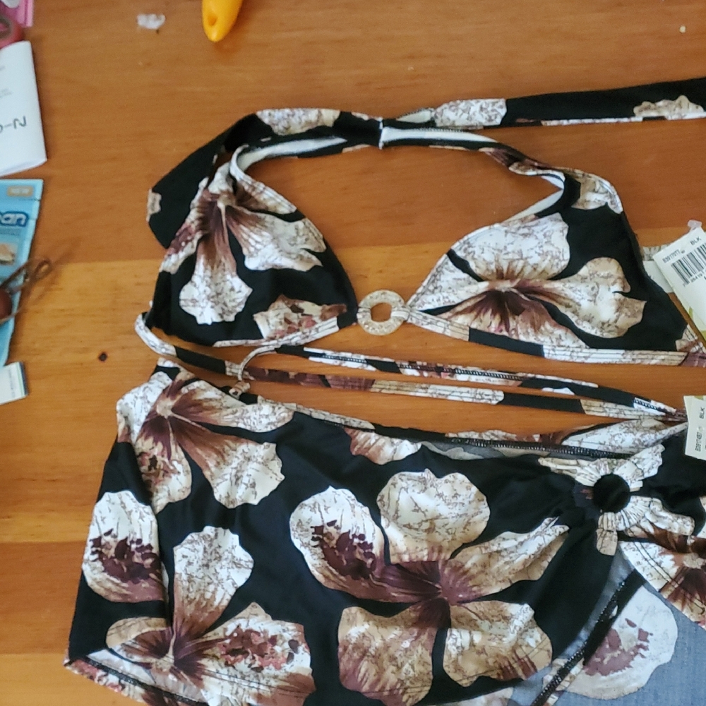 Floral Black Bikini Set